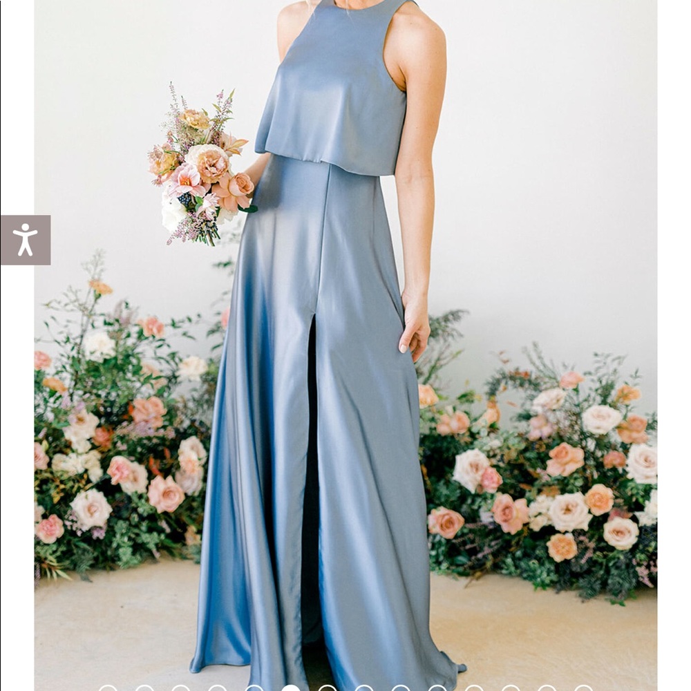 Revelry Wren Satin Dress- Taupe
